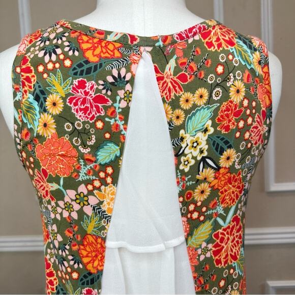 MATILDA JANE Women’s Sleeveless Layered Casual Floral Green Tank Flowy Sz Small - Picture 9 of 16